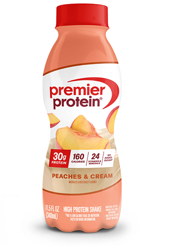 Premier Protein Peaches and Cream Shake 11oz Bottle