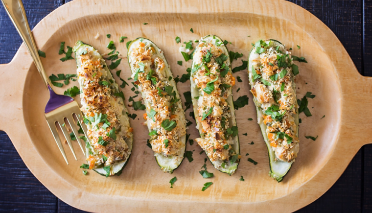 Zucchini-Stuffed Hot Chicken Salad Recipe : ObesityHelp