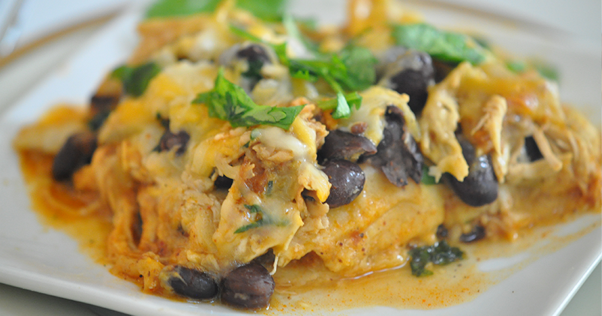 Chicken Enchilada Casserole Recipe MakeAhead, Protein & Fiber