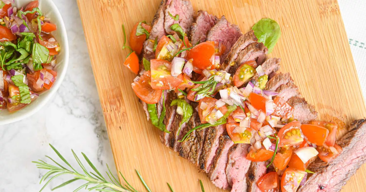 Flank Steak with Tomato Basil Salad Recipe ObesityHelp