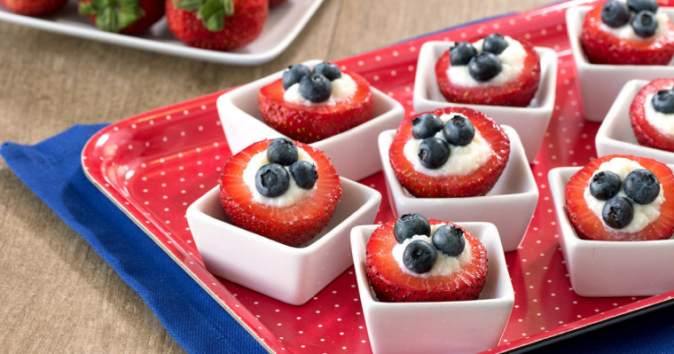 Red White & Blueberry Stuffed Strawberries